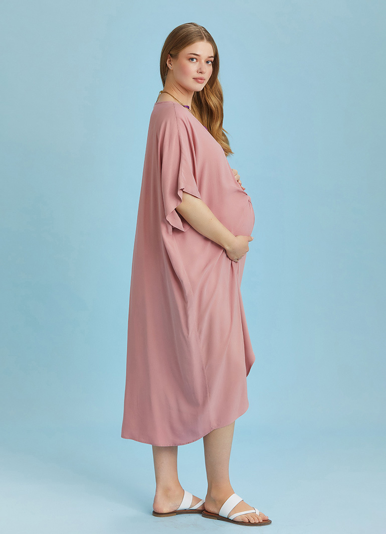green emerald velvet dress Long Sleeve Maternity Maxi Dress Teal / X-Large