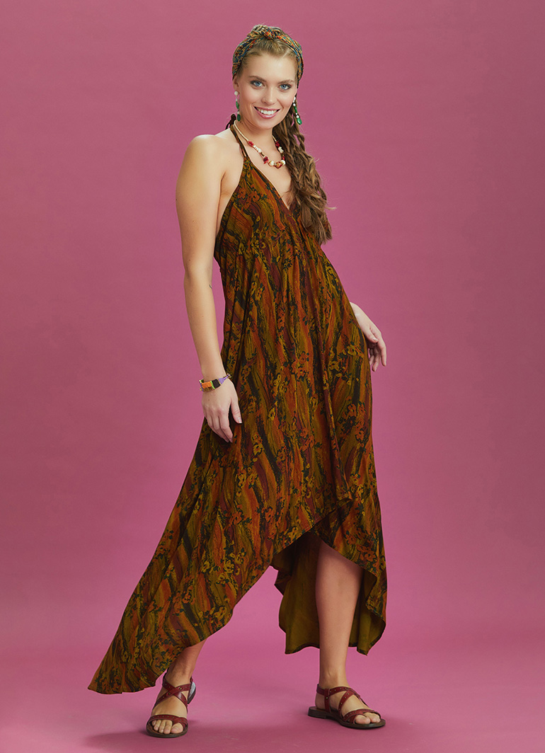 bohemian handkerchief dress Backless Khaki Print Gown Color Available:Blue Twill luxury party dress women Men's Premium Stretch Dress tie belt is the