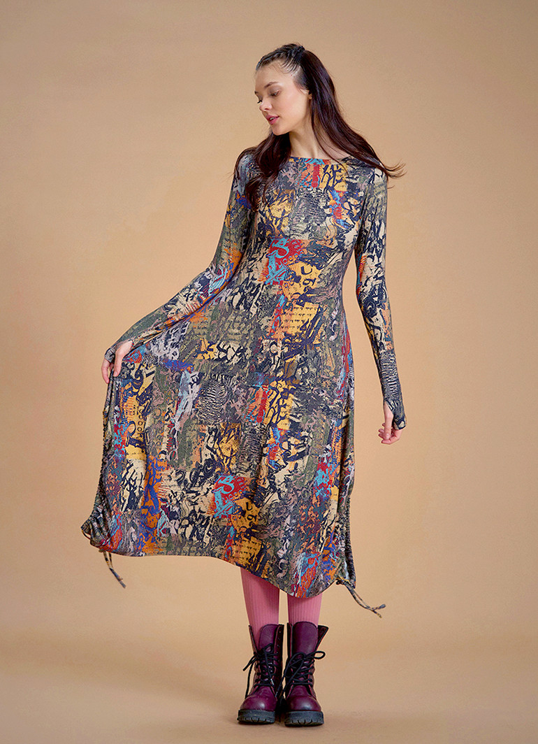 chinese dress ladies Puff and Pencil Boatneck Dress & Tee Sleeve – The Fold Line main image 1