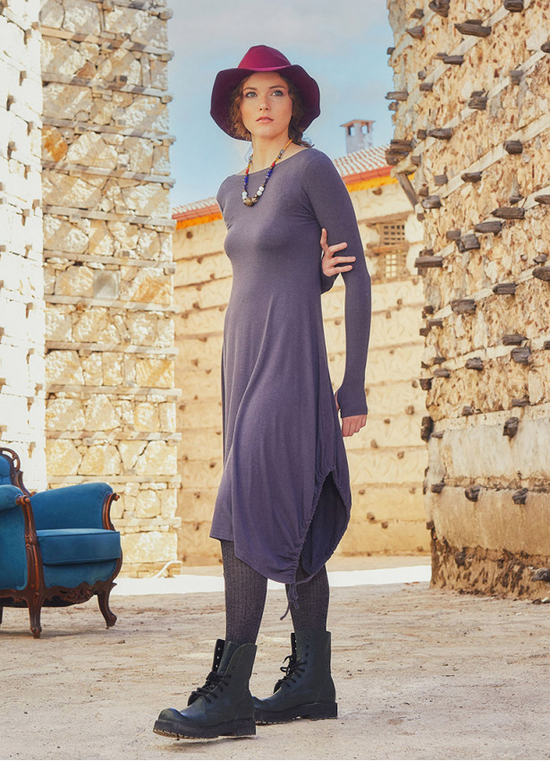 Anthracite Thumb Hole Long   Winter Dress