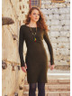 Khaki Thumb Hole Boat Neck Short Dress