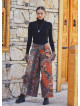 Printed Tie Waist Wide Leg Cotton Pants