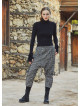 Elastic Ankle Cuffs Button Closure Printed Cotton Harem Pants