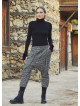 Elastic Ankle Cuffs Button Closure Printed Cotton Harem Pants