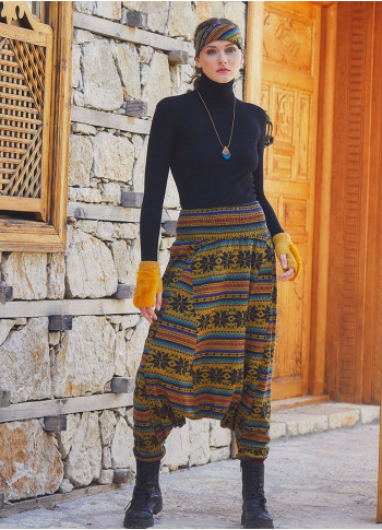 Gipe Waist Detail Winter Women's Klim Patterned Shalwar Trousers