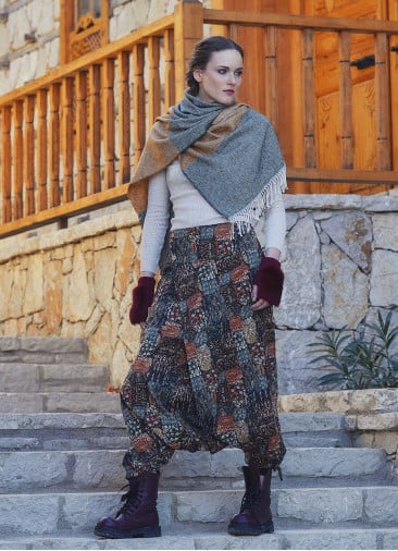 Khaki Print Adjustable Hem Wraped Harem Pants