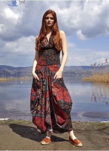 Gypsy Style Ethnic Print Cotton Long Skirt