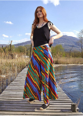 Boho Style Relaxed Fit Wide Leg Pants