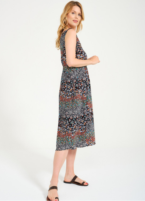 Authentic Black Patterned Boho Chic Summer Day Dress