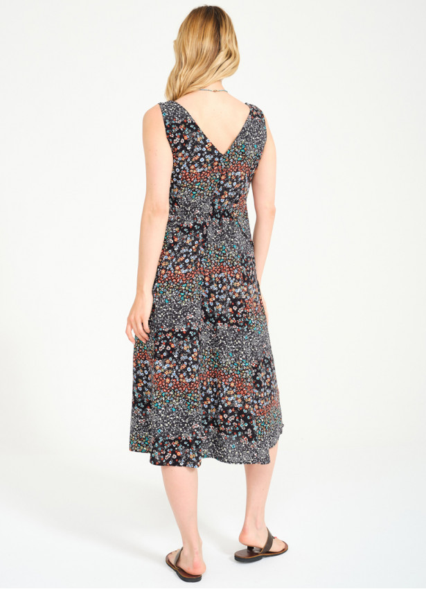Authentic Black Patterned Boho Chic Summer Day Dress