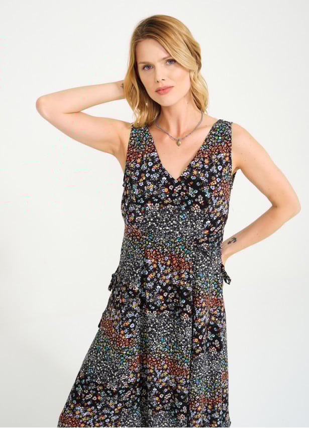Authentic Black Patterned Boho Chic Summer Day Dress