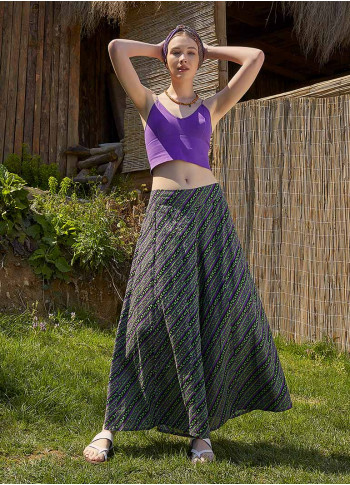 Green Boho Style Relaxed Fit Wide Leg Pants