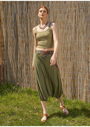 Hippie Style Appliqued Khaki Harem Pants