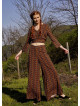 High Rise Wide Leg Mustard Rug pattern Palazzo Pants