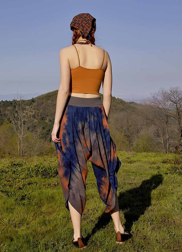Batik Patterned Slit Flowy Women's Baggy Trousers