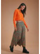Ethnic Printed Asymmetrical Hem Flared Midi Skirt