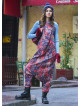 Halter Neck Red Printed Cotton Jumpsuit