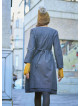Nervure Front Laced Hem Long Sleeve Blue Dress