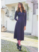 V Neckline Tie Waist Long Winter Dress