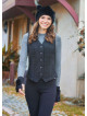 Neckline Button Detailed Slim Fit Black Vest