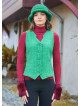 Neckline Button Detailed Slim Fit Green Vest