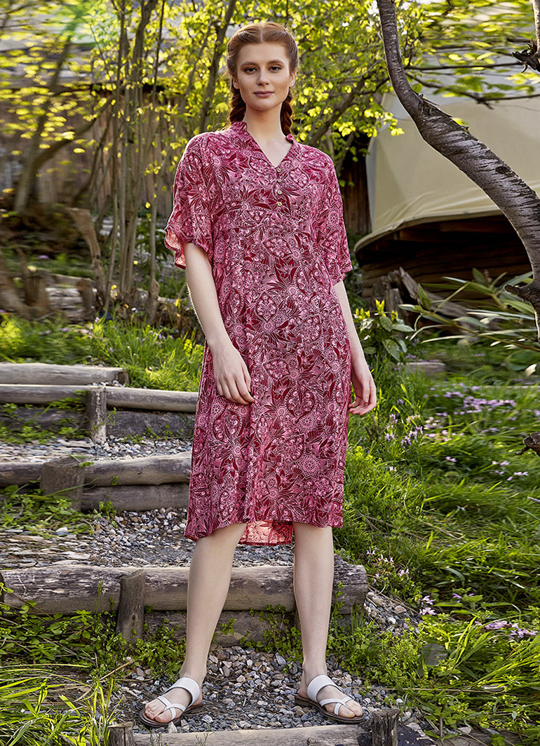 knee length dresses for ladies Louise Short Sleeve Pleated Midi Dress main image 0