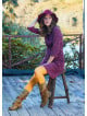 Shirt Collar Button Detailed Lace Purple Flannel Dress 4698