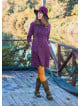 Shirt Collar Button Detailed Lace Purple Flannel Dress 4698
