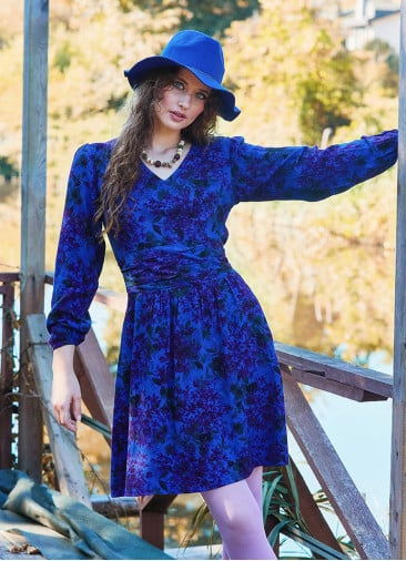 V Neck Draped Belt Detailed Saxe Winter Dress 4703