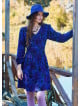 V Neck Draped Belt Detailed Saxe Winter Dress 4703