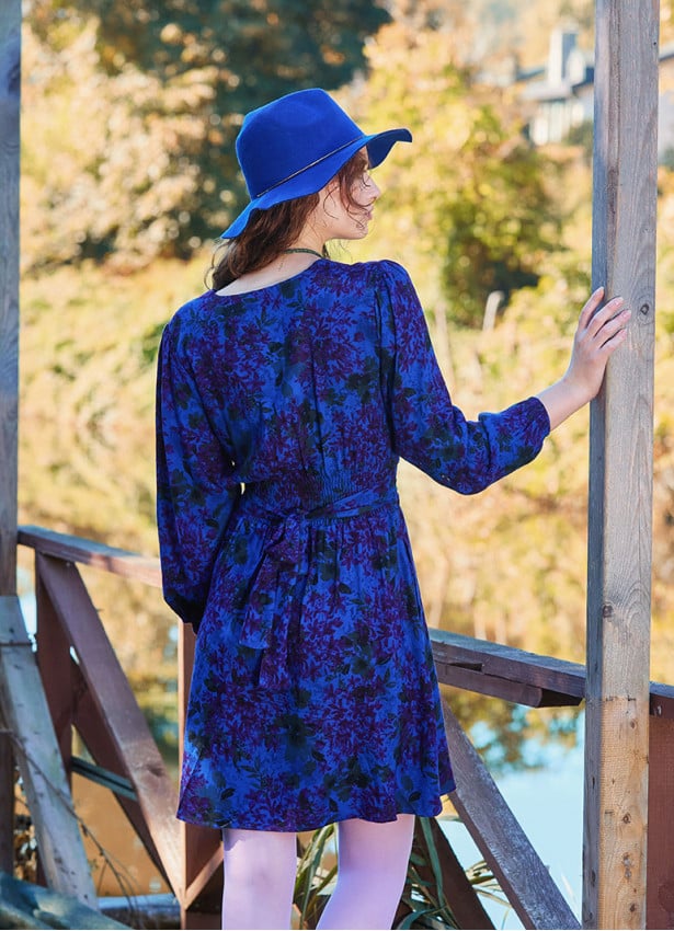 V Neck Draped Belt Detailed Saxe Winter Dress 4703