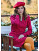 Fuchsia Flannel Dress with a Grandad Collar and Button Detail 4729