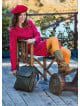 Fuchsia Flannel Dress with a Grandad Collar and Button Detail 4729