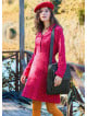 Fuchsia Flannel Dress with a Grandad Collar and Button Detail 4729
