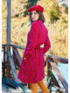 Fuchsia Flannel Dress with a Grandad Collar and Button Detail 4729