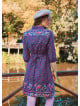 Pink Floral Winter Dress with Shirt Collar and Button Detail 4696