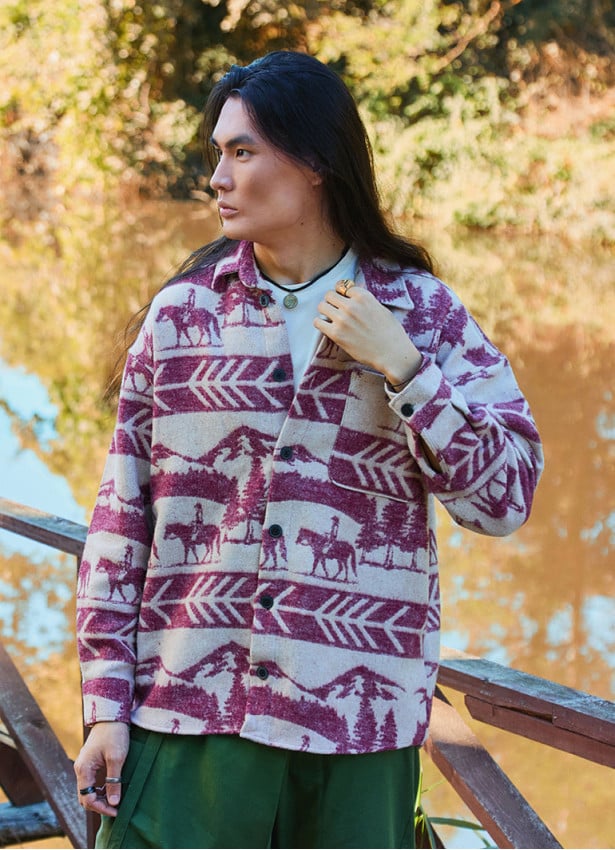 Loose Cut Long Sleeve Authentic Patterned Mens Shirt 4771