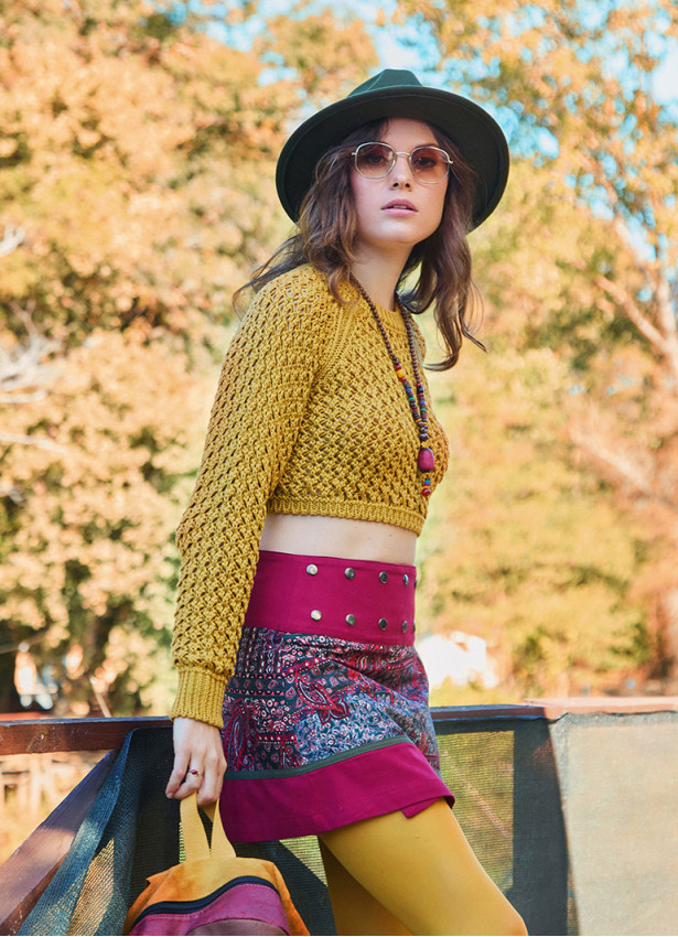 Mustard Womens Knitwear with a Low Cut Back 4745
