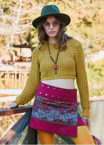 Mustard Womens Knitwear with a Low Cut Back 4745