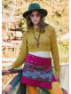 Snap Closure Patchwork Wrap Green Ethnic Skirt 4671