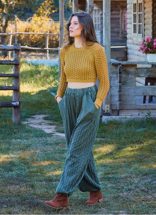 Khaki Womens Winter Trousers with Elastic Waist and Pockets 4756