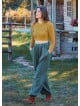 Khaki Womens Winter Trousers with Elastic Waist and Pockets 4756
