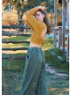 Khaki Womens Winter Trousers with Elastic Waist and Pockets 4756