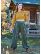 Khaki Womens Winter Trousers with Elastic Waist and Pockets 4756