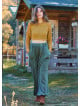 Khaki Womens Winter Trousers with Elastic Waist and Pockets 4756