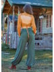 Khaki Womens Winter Trousers with Elastic Waist and Pockets 4756