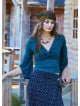 Double Breasted Half Sleeve Green Winter Blouse 4724