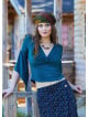 Double Breasted Half Sleeve Green Winter Blouse 4724