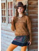 Crew Neck Tasseled Brown Winter Blouse 4742