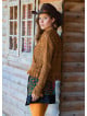 Crew Neck Tasseled Brown Winter Blouse 4742
